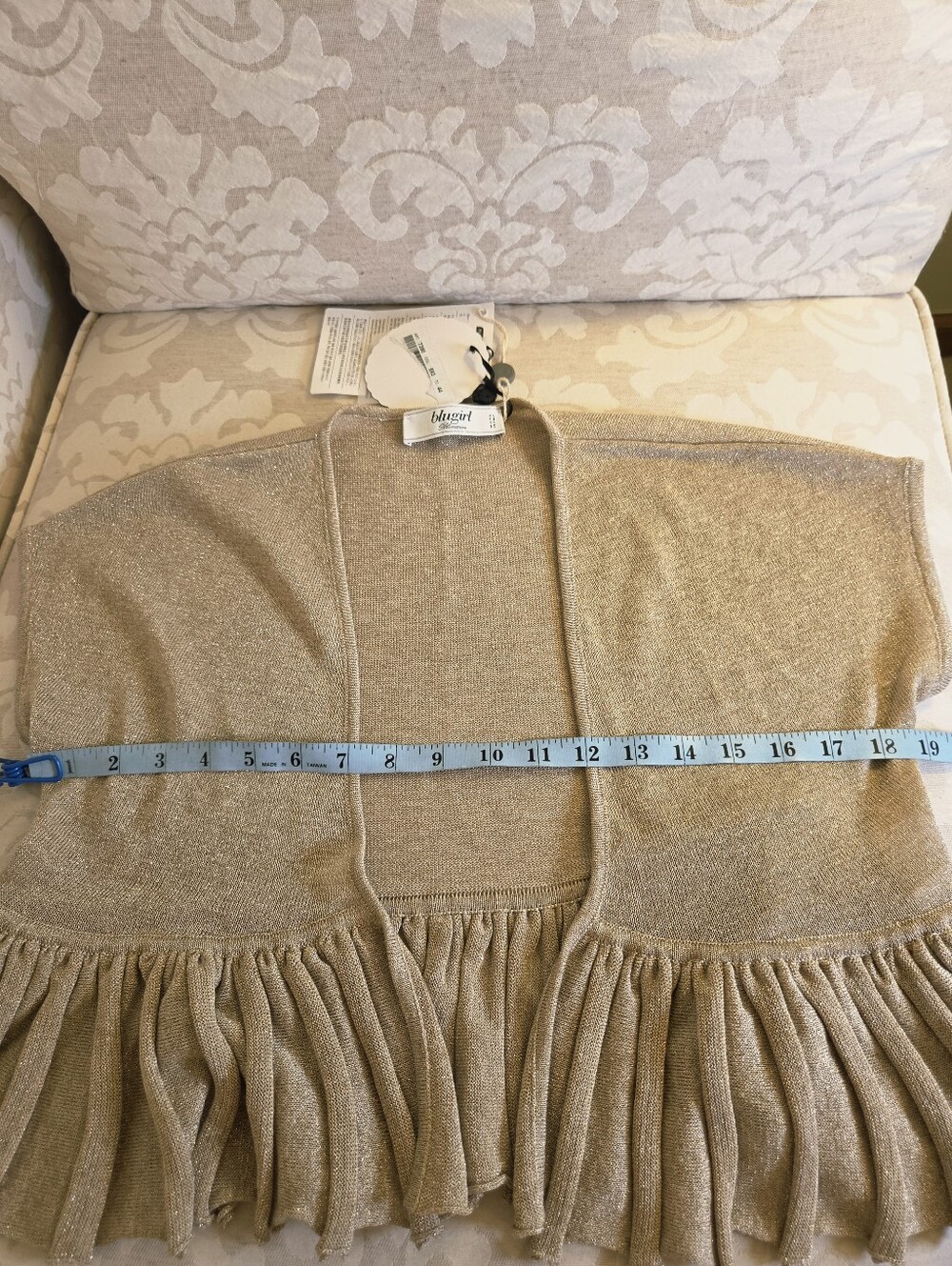 Blugirl By Blumarine Gold Metallic Knit Shrug/Vest Made In Italy Sz 8 NEW! $408 - Picture 7 of 13